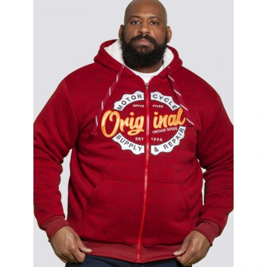 D555 Rylan Hoodie Red - Sviitrid ja dressipluusid - Meeste suured kapuutsiga jakid suurustes 2XL – 14XL