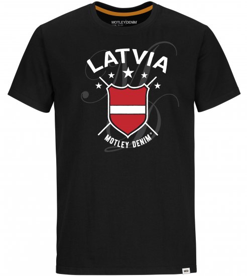 Motley Denim Latvia T-shirt Black - T-särgid - Suured T-särgid 2XL – 14XL
