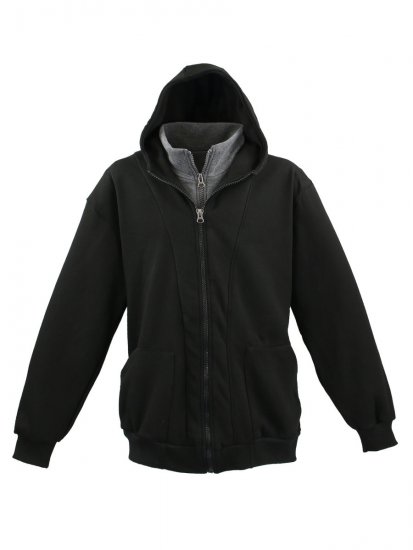 Lavecchia 109 Two-in-one Zipper Hoodie Black/Charcoal - Sviitrid ja dressipluusid - Meeste suured kapuutsiga jakid suurustes 2XL – 14XL