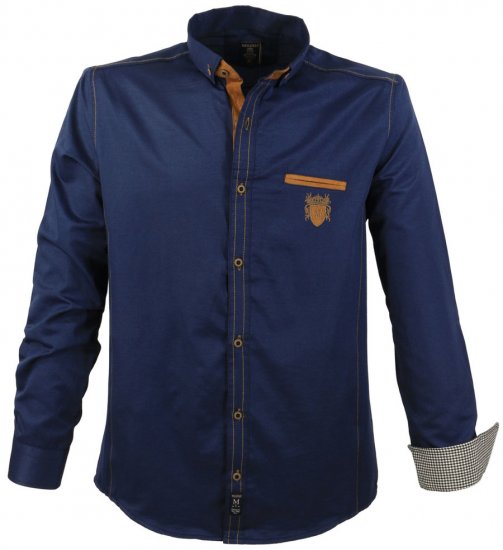 Lavecchia 1980 Long sleeve Shirt Navy Blue - Särgid - Meeste suured särgid 2XL – 8XL