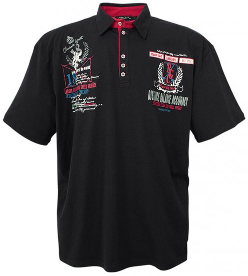 Lavecchia 2038 Printed Jersey Poloshirt Black - Polosärgid - Meeste suured polosärgid 2XL – 8XL