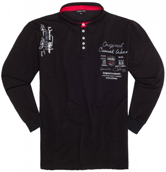 Lavecchia 2025 Printed Sweatshirt with collar Black - Sviitrid ja dressipluusid - Meeste suured kapuutsiga jakid suurustes 2XL – 14XL