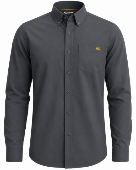 Motley Denim Lisbon Long Sleeve Shirt Charcoal - Särgid - Meeste suured särgid 2XL – 8XL
