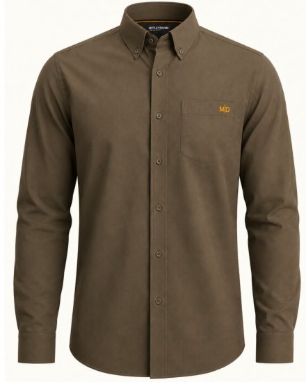 Motley Denim Lisbon Long Sleeve Shirt Dark Khaki - Särgid - Meeste suured särgid 2XL – 8XL