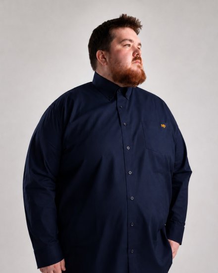 Motley Denim Lisbon Long Sleeve Shirt Navy - Särgid - Meeste suured särgid 2XL – 8XL