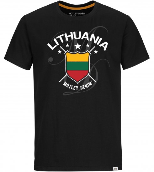 Motley Denim Lithuania T-shirt Black - T-särgid - Suured T-särgid 2XL – 14XL