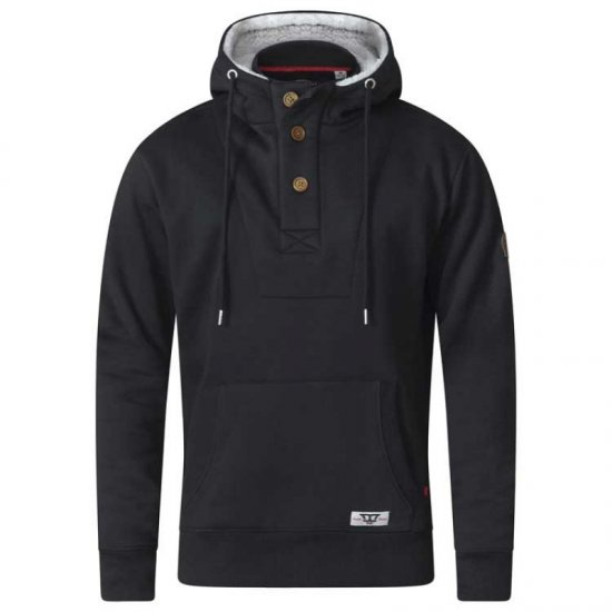 D555 Lorenzo Half zip Hoodie Black - Sviitrid ja dressipluusid - Meeste suured kapuutsiga jakid suurustes 2XL – 14XL