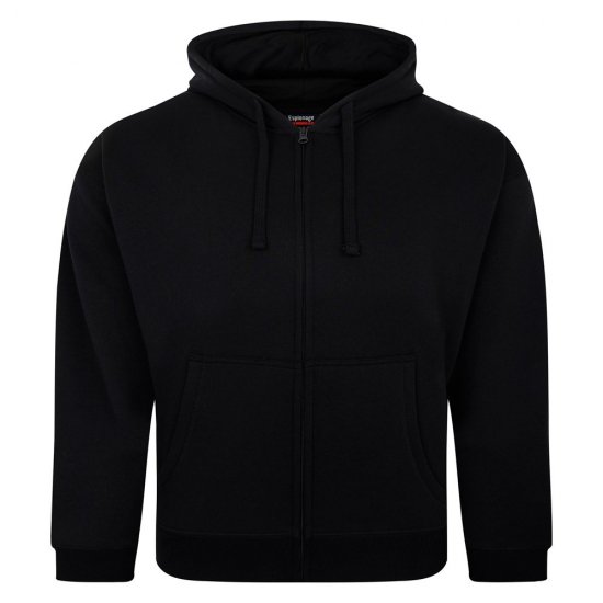 Espionage LW162 Hooded Zip Through Sweat Shirt Must - Sviitrid ja dressipluusid - Meeste suured kapuutsiga jakid suurustes 2XL – 14XL