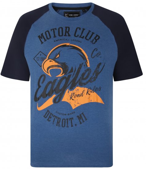 Kam Jeans 5737 Eagle Print Raglan T-Shirt Blue - T-särgid - Suured T-särgid 2XL – 14XL