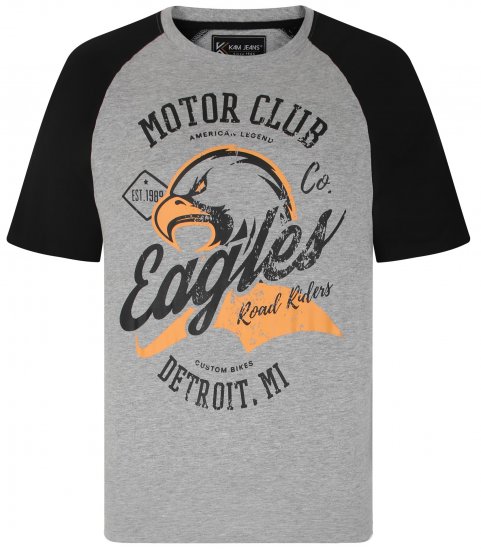 Kam Jeans 5737 Eagle Print Raglan T-Shirt Grey - T-särgid - Suured T-särgid 2XL – 14XL