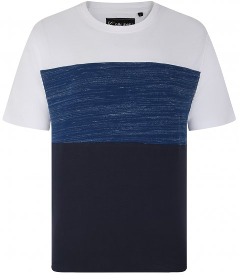 Kam Jeans 5739 Contrast Panel Cut & Saw T-Shirt Navy - T-särgid - Suured T-särgid 2XL – 14XL