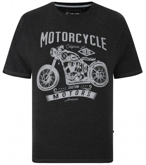 Kam Jeans 5730 Motor Cycle Print T-Shirt Charcoal - T-särgid - Suured T-särgid 2XL – 14XL