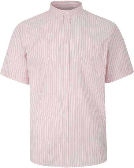 Kam Jeans 6288 Grandad Stripe Short Sleeve Shirt with Collar Pink - Särgid - Meeste suured särgid 2XL – 8XL