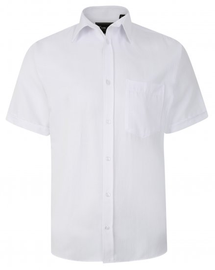 Kam Jeans 6283 Casual SS Herringbone Shirt White - Särgid - Meeste suured särgid 2XL – 8XL