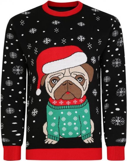 Kam Jeans X024 Bulldog Santa Xmas Sweatshirt Black - Sviitrid ja dressipluusid - Meeste suured kapuutsiga jakid suurustes 2XL – 14XL