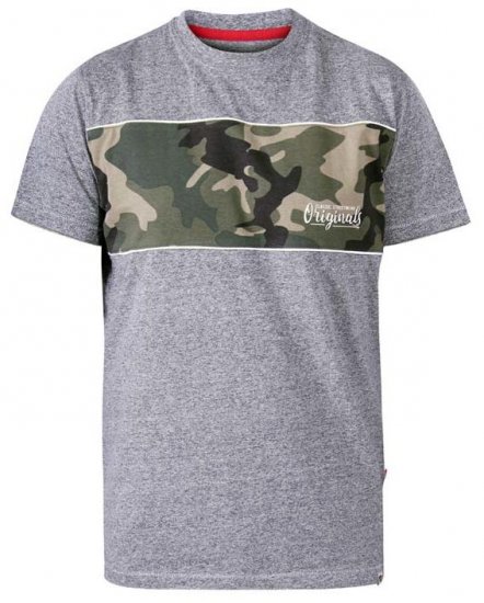 D555 Major Camo Print Crew Neck T-Shirt Grey - T-särgid - Suured T-särgid 2XL – 14XL