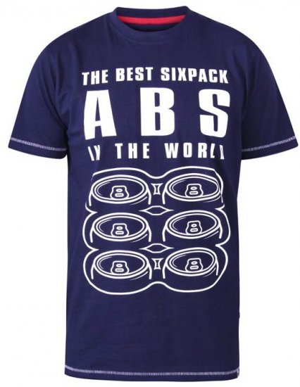 D555 Marco Best Sixpack Abs Crew Neck Printed T-Shirt Navy - T-särgid - Suured T-särgid 2XL – 14XL