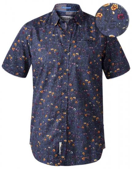 D555 Medway Floral Ao Print Short Sleeve Shirt - Särgid - Meeste suured särgid 2XL – 8XL