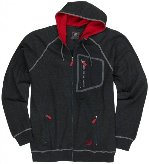 Adamo Michael Hoodie with Zipper Charcoal - Sviitrid ja dressipluusid - Meeste suured kapuutsiga jakid suurustes 2XL – 14XL