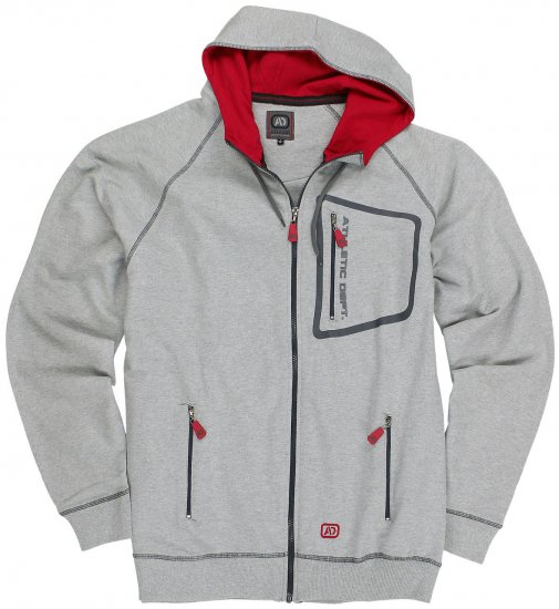 Adamo Michael Hoodie with Zipper Grey - Sviitrid ja dressipluusid - Meeste suured kapuutsiga jakid suurustes 2XL – 14XL
