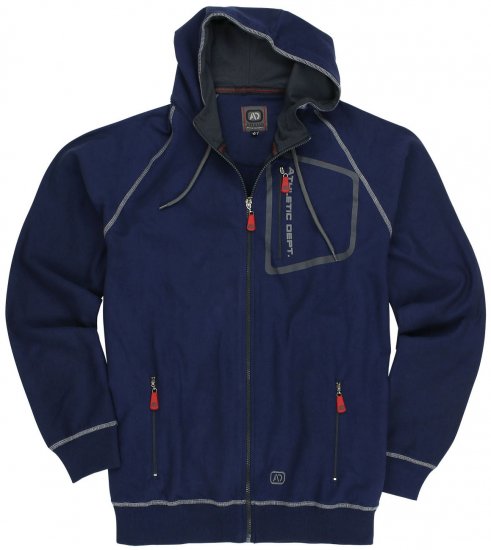 Adamo Michael Hoodie with Zipper Navy - Sviitrid ja dressipluusid - Meeste suured kapuutsiga jakid suurustes 2XL – 14XL