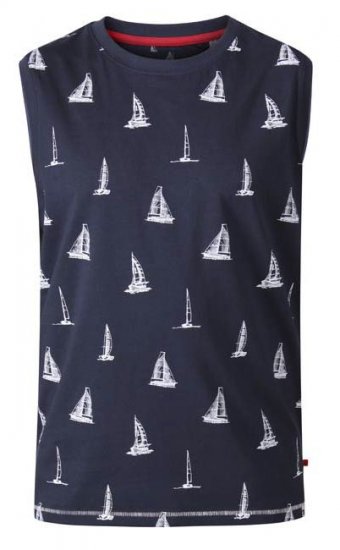 D555 Morton Yacht Print Sleeveless T-Shirt Navy - T-särgid - Suured T-särgid 2XL – 14XL