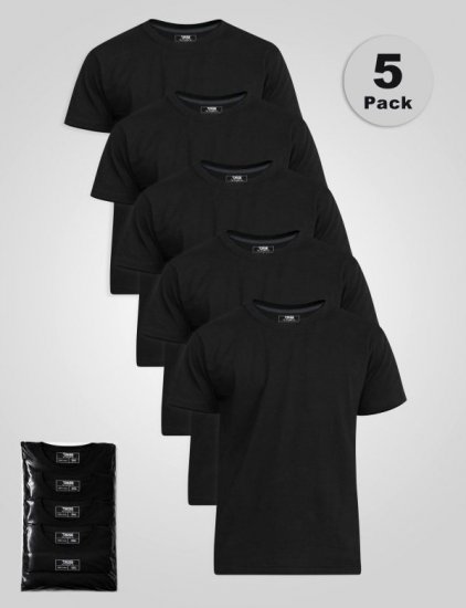 D555 Smartly Ümara kaelusega T-särk Must 5 tk - T-särgid - Suured T-särgid 2XL – 14XL