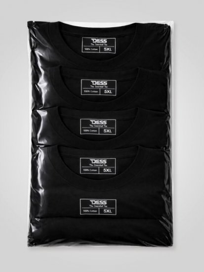 D555 Smartly Ümara kaelusega T-särk Must 5 tk - T-särgid - Suured T-särgid 2XL – 14XL