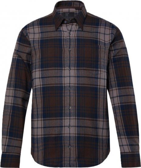JP1880 Shirt Flannel Long Sleeve Brown TALL - MEESTERIIDED MT-6XLT - Pikad meeste riided