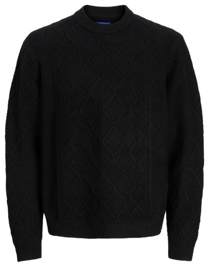 Jack & Jones Cambridge Cable Knit Sweater Black - Sviitrid ja dressipluusid - Meeste suured kapuutsiga jakid suurustes 2XL – 14XL