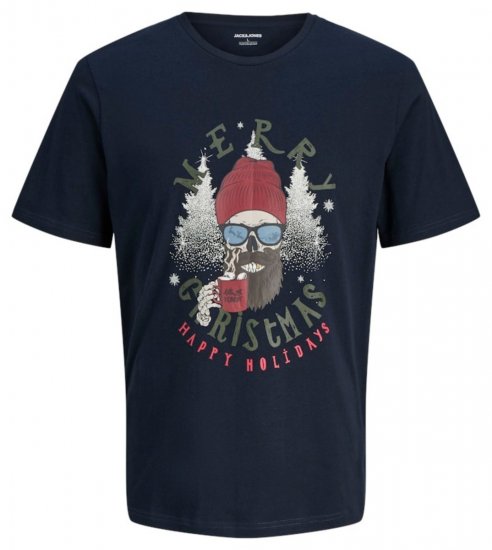 Jack & Jones Noel Merry Christmas T-Shirt Navy - T-särgid - Suured T-särgid 2XL – 14XL