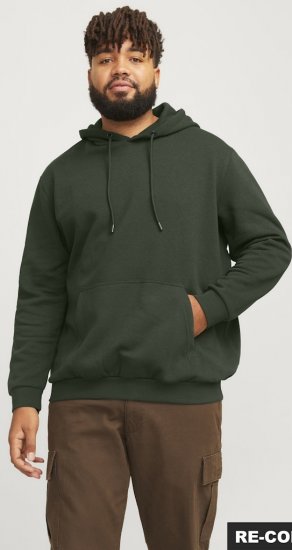 Jack & Jones Bradley Hoodie Dark Green - Sviitrid ja dressipluusid - Meeste suured kapuutsiga jakid suurustes 2XL – 14XL