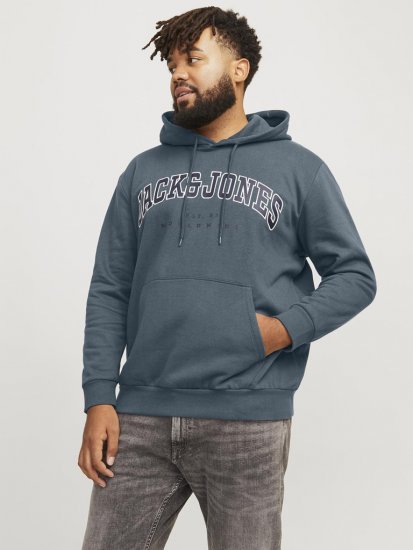 Jack & Jones CALEB Hoodie Blue - Sviitrid ja dressipluusid - Meeste suured kapuutsiga jakid suurustes 2XL – 14XL