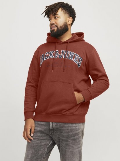 Jack & Jones CALEB Hoodie Red - Sviitrid ja dressipluusid - Meeste suured kapuutsiga jakid suurustes 2XL – 14XL