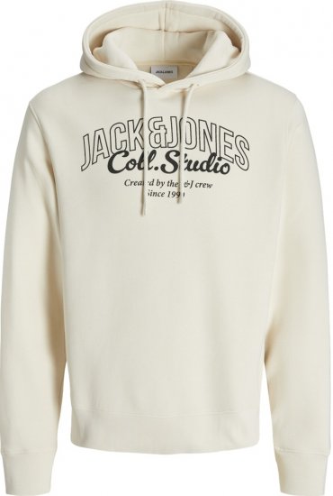Jack & Jones Makoto Hoodie White - Sviitrid ja dressipluusid - Meeste suured kapuutsiga jakid suurustes 2XL – 14XL