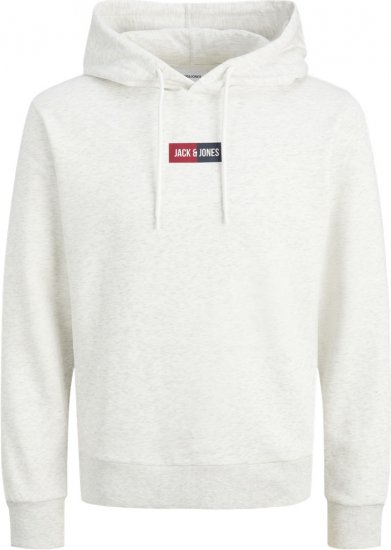 Jack & Jones Pan Hoodie White Melange - Sviitrid ja dressipluusid - Meeste suured kapuutsiga jakid suurustes 2XL – 14XL
