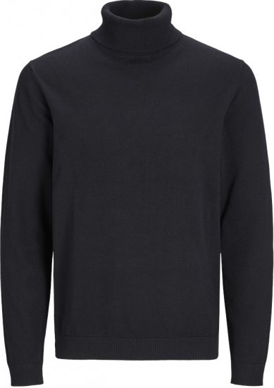 Jack & Jones Basic Knitted Sweater with Rolled Neck Black - Sviitrid ja dressipluusid - Meeste suured kapuutsiga jakid suurustes 2XL – 14XL