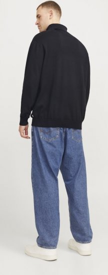 Jack & Jones Basic Knitted Sweater with Rolled Neck Black - Sviitrid ja dressipluusid - Meeste suured kapuutsiga jakid suurustes 2XL – 14XL