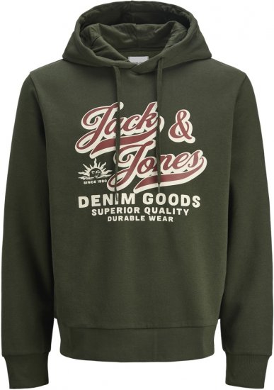 Jack & Jones 2 COL LOGO Hoodie Green - Sviitrid ja dressipluusid - Meeste suured kapuutsiga jakid suurustes 2XL – 14XL