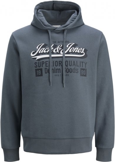 Jack & Jones 2 COL LOGO Hoodie Grey - Sviitrid ja dressipluusid - Meeste suured kapuutsiga jakid suurustes 2XL – 14XL