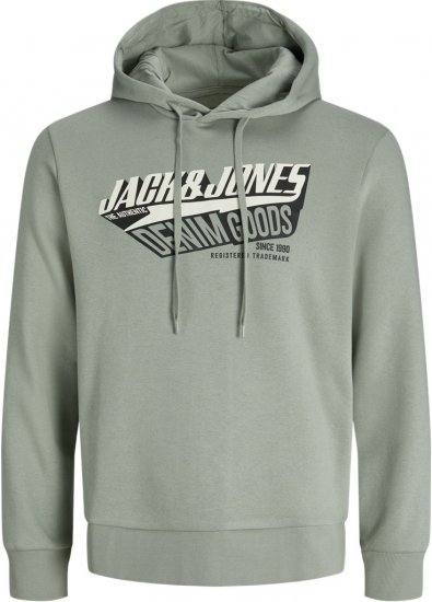 Jack & Jones 2 COL LOGO Hoodie Iceberg Green - Sviitrid ja dressipluusid - Meeste suured kapuutsiga jakid suurustes 2XL – 14XL
