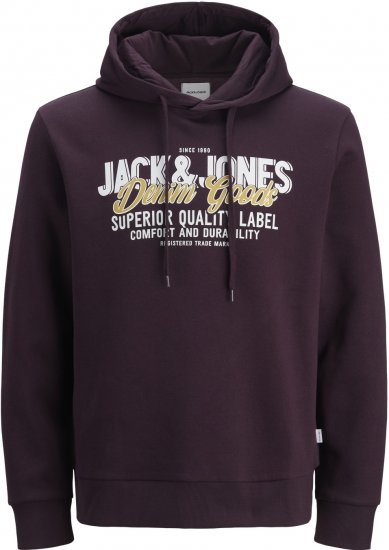 Jack & Jones 2 COL LOGO Hoodie Purple - Sviitrid ja dressipluusid - Meeste suured kapuutsiga jakid suurustes 2XL – 14XL