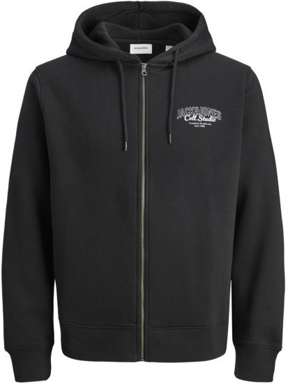 Jack & Jones Makoto Hoodie with Zipper Black - Sviitrid ja dressipluusid - Meeste suured kapuutsiga jakid suurustes 2XL – 14XL
