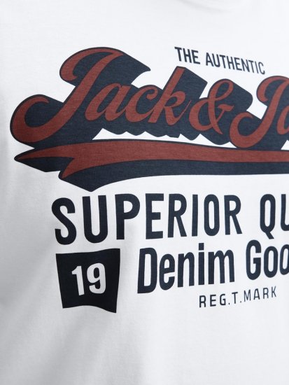 Jack & Jones Logo 2COL T-Shirt White - T-särgid - Suured T-särgid 2XL – 14XL