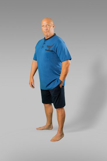 20 Nodi Short Pajamas in Combed Cotton Jersey Blue/Black - Aluspesu ja ujumisriided - Aluspesu 2XL-8XL