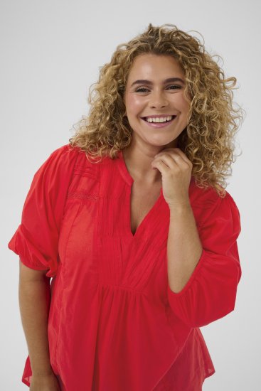 Kaffe Curve Karlia 3/4 Sleeve Blouse Red - Pluusid - 