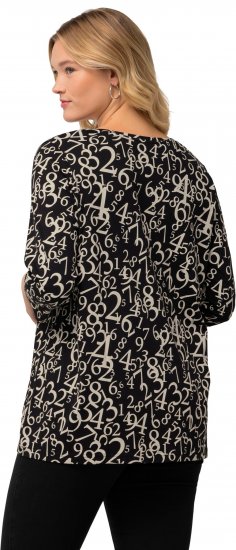 Ulla Popken Number Print 3/4 Sleeve Tee Black - Trükitud/pildiga T-särgid naistele - 