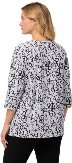 Ulla Popken Number Print 3/4 Sleeve Tee Snow White - Trükitud/pildiga T-särgid naistele - 