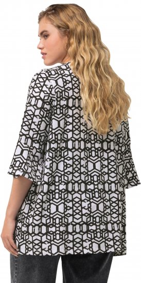 Ulla Popken Geometric Print Trumpet Sleeve Tee Black - Trükitud/pildiga T-särgid naistele - 