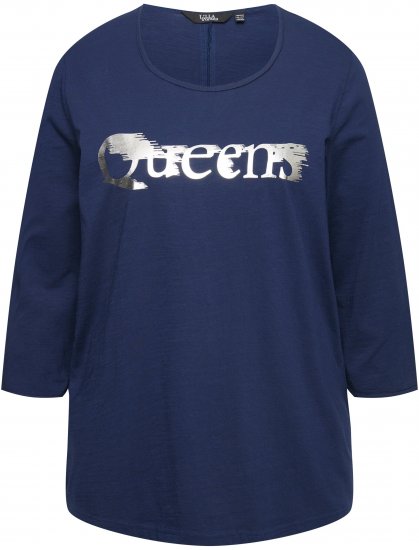 Ulla Popken Queens 3/4 Sleeve Graphic Tee Ink Blue - Trükitud/pildiga T-särgid naistele - 